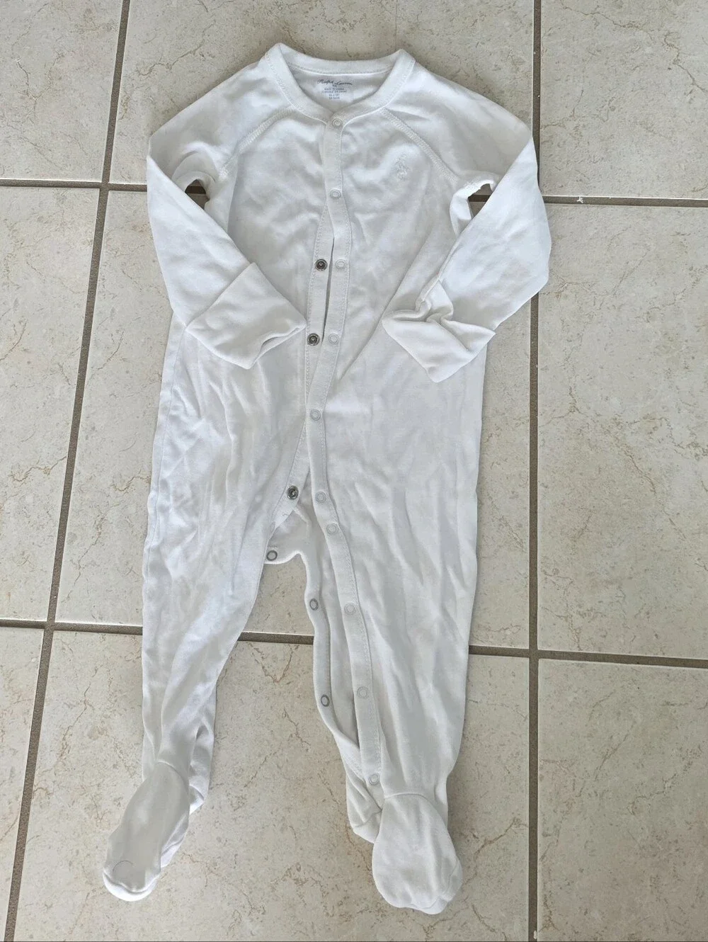 Ralph Lauren White Baby Footed One-Piece Pajama